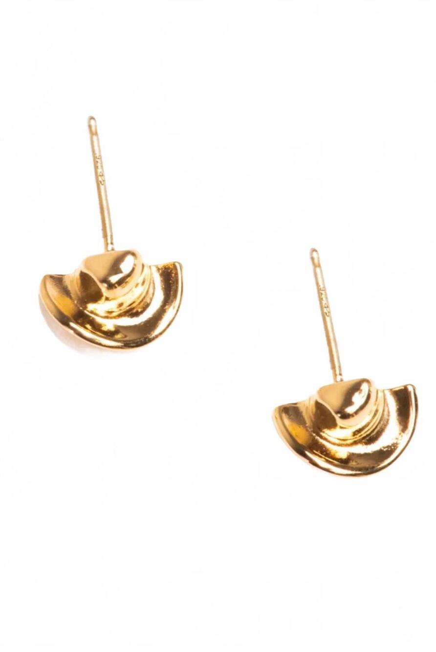 NEW ABLE women's cowboy hat studs earrings in gold